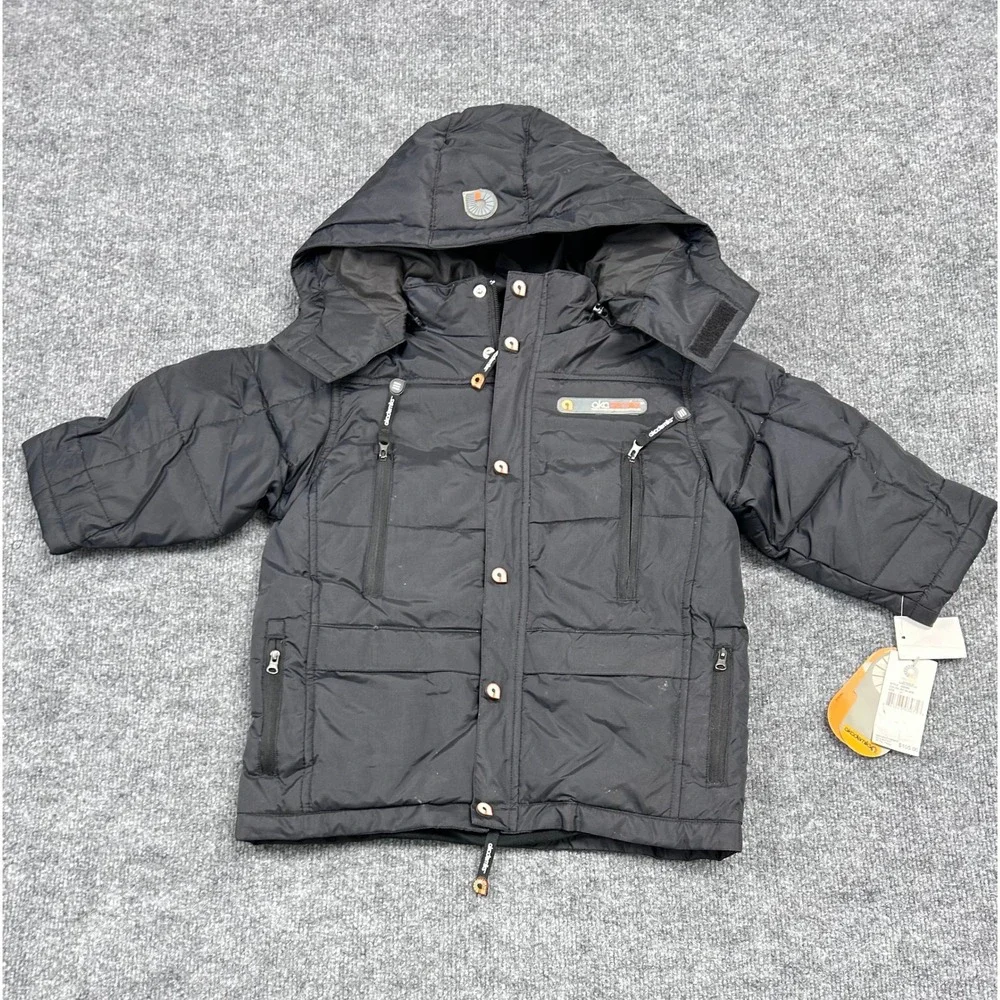Akademiks Kids Vintage Black Puffer Hooded Jacket Down Filled Boys Girls‎ Size 4